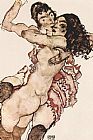 Pair of Women Women embracing each other by Egon Schiele